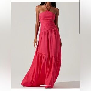 ASTR halter maxi dress with bead and cutout details